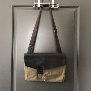 Leather and canvas laptop bag